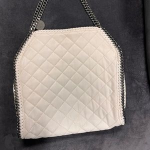 Authentic Stella McCartney Falabella Large Tote Bag Quilted Chalk New w. Tags